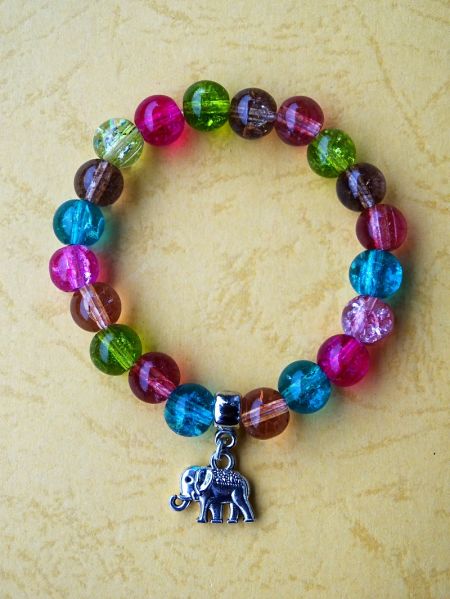 Turmalin šareni i privezak slonić, narukvica - dečja